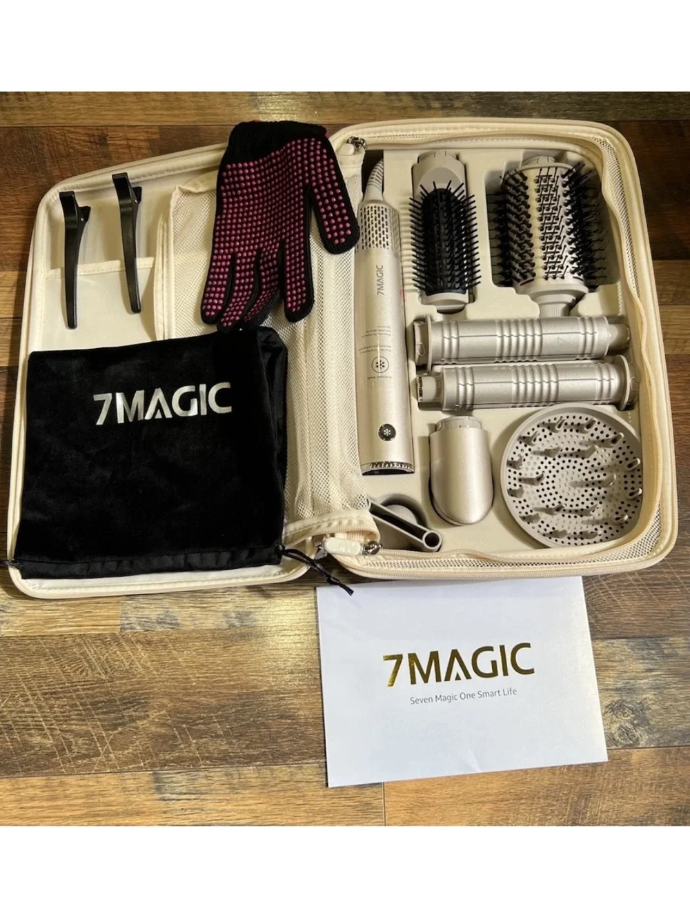 7MAGIC TD-2301 7-in-1 Hot Air Styler Set with Travel Case (Champagne Gold)